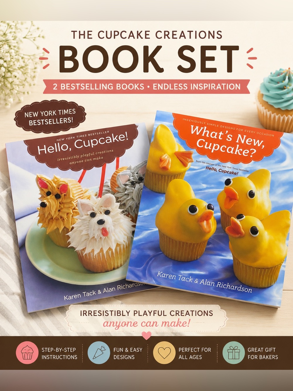 🧁 Cupcake Decorating Book Set – 2 Books